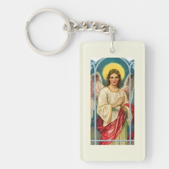 Angel With Pink Ribbon Triptych Key Ring (Front)