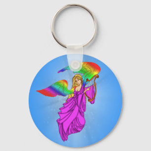 Angel with Rainbow Wings Key Ring