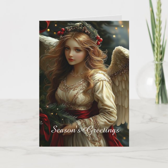 Angel With Red Sash Christmas  Card (Front)