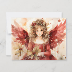Angel with Red Wings Christmas Holiday Card