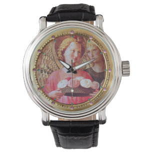 ANGEL WITH ROSES AND ARCHANGEL GABRIEL Pink Gems Watch