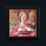 ANGEL WITH ROSES GIFT BOX<br><div class="desc">Italian late mediaeval masterpiece from Fra Beato Angelico - Detail of the Perugia Triptych 1437 .Italy Tempera and golden foil., Two angels with gold wings holding a rose basket, </div>