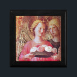 ANGEL WITH ROSES GIFT BOX<br><div class="desc">Italian late mediaeval masterpiece from Fra Beato Angelico - Detail of the Perugia Triptych 1437 .Italy Tempera and golden foil., Two angels with gold wings holding a rose basket, </div>