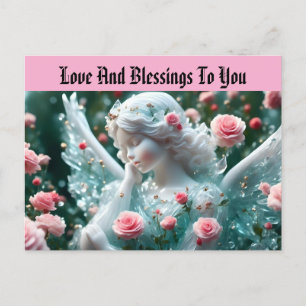 Angel With Roses Holiday Postcard