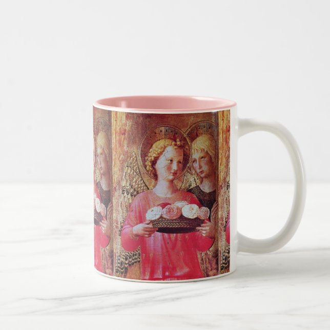 ANGEL WITH ROSES Two-Tone COFFEE MUG (Right)