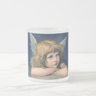Angel with Wings Frosted Glass Coffee Mug