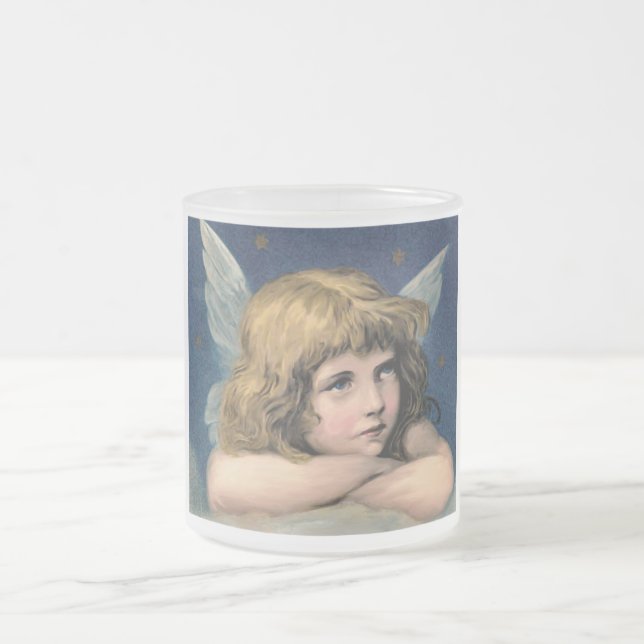 Angel with Wings Frosted Glass Coffee Mug (Center)