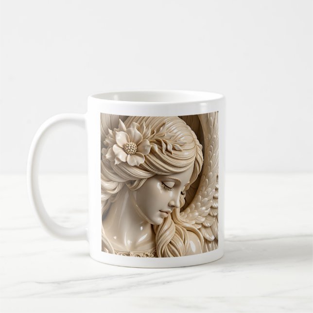 Angel Woman Profile Face Coffee Mug (Left)
