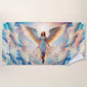 Angel woman wings celestial religion heaven beach towel