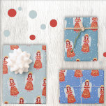 Angel Wrapping Paper Sheet<br><div class="desc">A modern angel in a red dress pattern.  Original art by Nic Squirrell.</div>