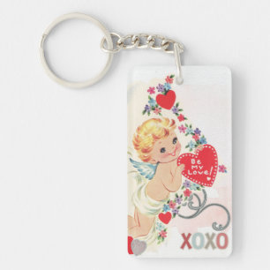 Angel xoxo red heart key ring