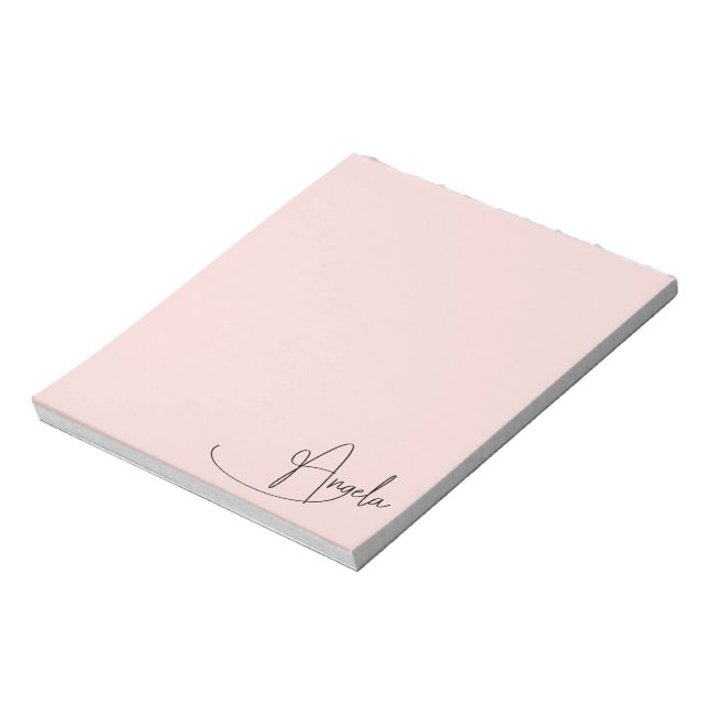 Angela Handwritten Signature Decorative G Blush Notepad (Rotated)