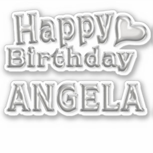Angela Happy Birthday silver Sticker