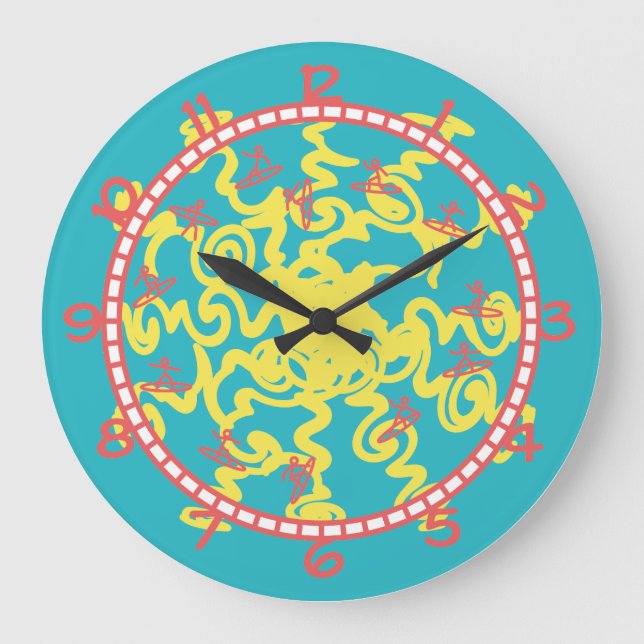 ANGELA LOVES SURFING by Masanser Pixelat Large Clock (Front)