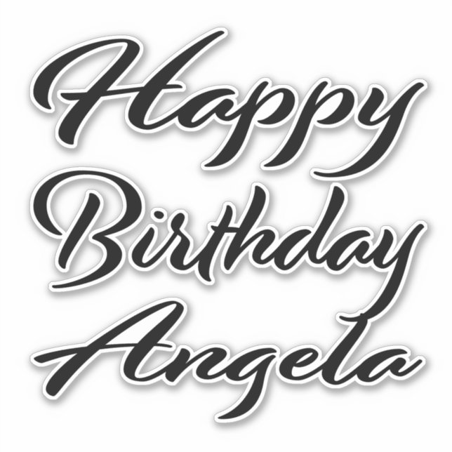 Angela Name First name black Sticker Birthday (Front)