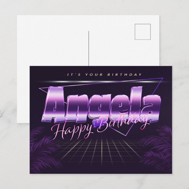 Angela Name First name pura postcard birthday (Front/Back)