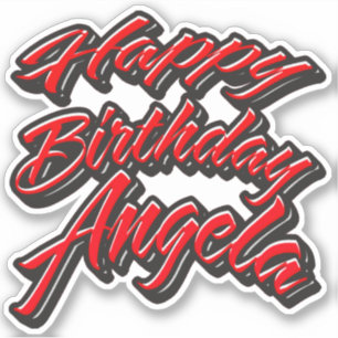 Angela Name First name red Sticker Birthday