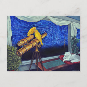 "AngelBelle and the Canaries" Postcard of Painting