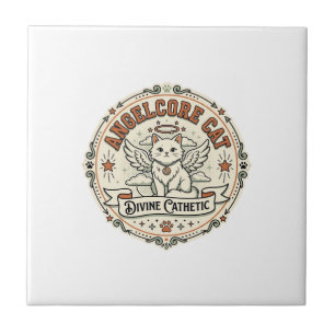 Angelcore Cat Angelcore Cat Vintage Vector Art Shi Tile