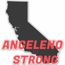 ANGELENO STRONG Red Blk CA Outline Heart