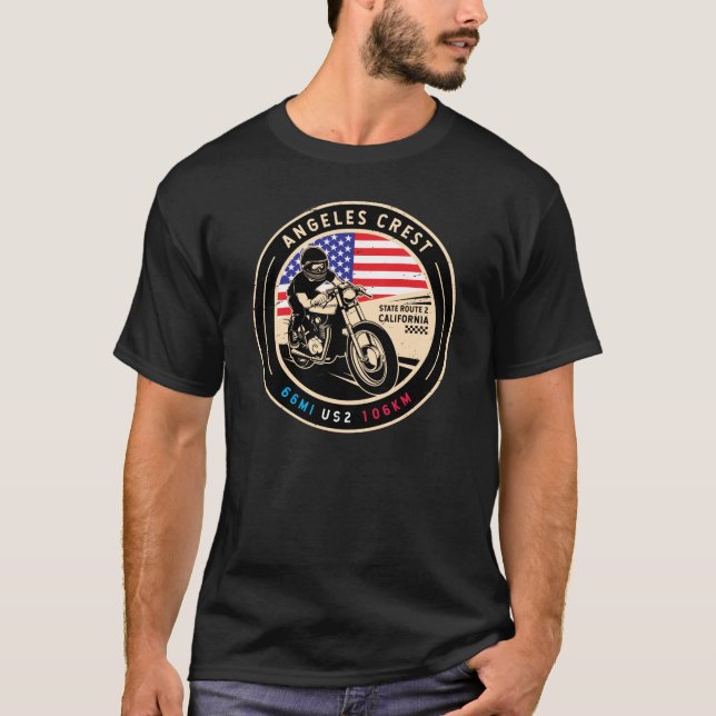 Angeles Crest Highway California Motorcycle T-Shirt (Front)