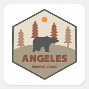 Angeles National Forest California Bear Square Sticker