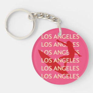 Angeles Travel Art, California, Travel Art, Pink Key Ring