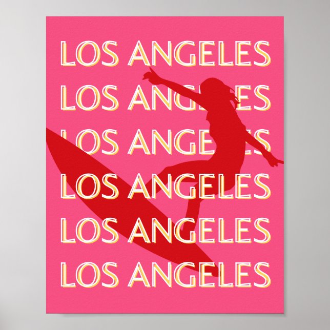 Angeles Travel Art, California, Travel Art, Pink Poster (Front)