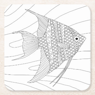 Angelfish Adult Colouring Paper Coaster