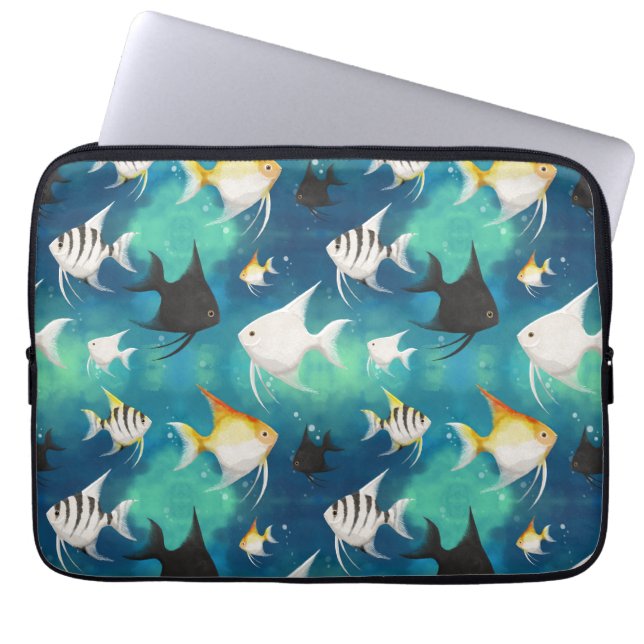 Angelfish Aquarium Pattern Laptop Sleeve (Front)
