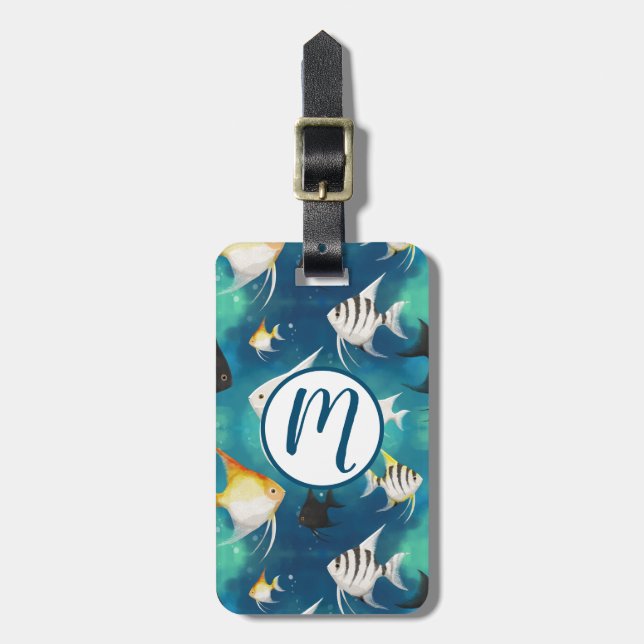 Angelfish Aquarium Pattern Luggage Tag (Front Vertical)