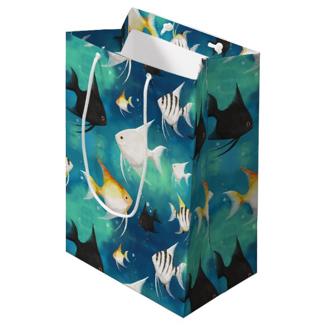 Angelfish Aquarium Pattern Medium Gift Bag (Front Angled)