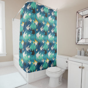Angelfish Aquarium Pattern Shower Curtain
