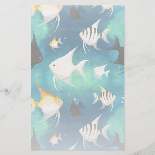 Angelfish Aquarium Pattern Stationery (Front)