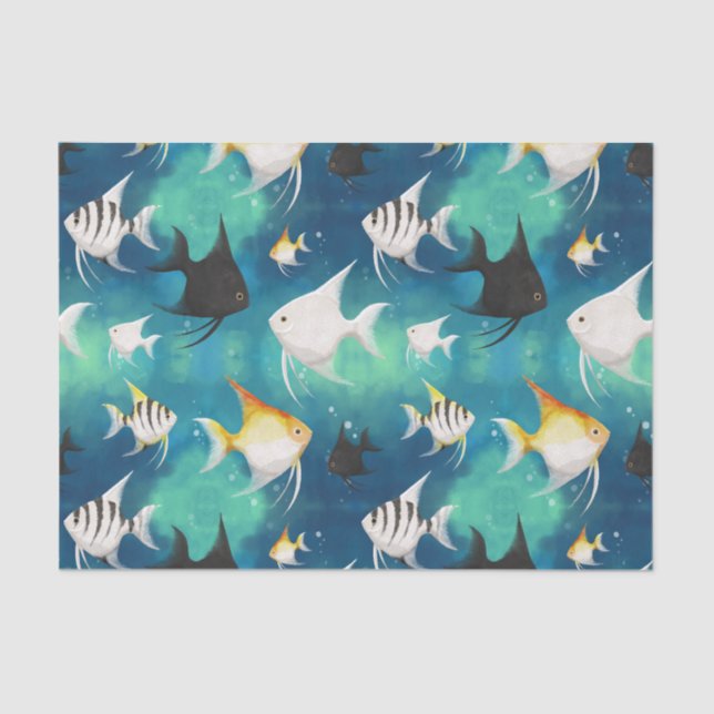 Angelfish Aquarium Pattern Tissue Paper (Front)