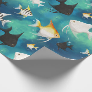 Angelfish Aquarium Pattern Wrapping Paper