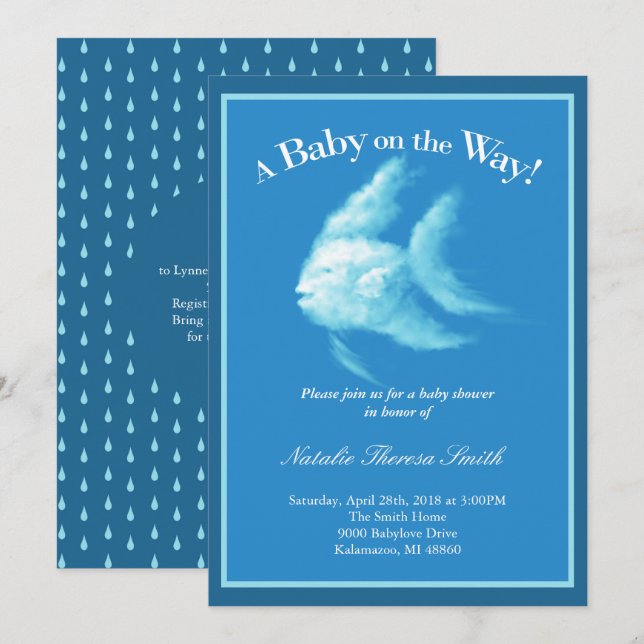 Angelfish Baby Shower Invitation (Front/Back)