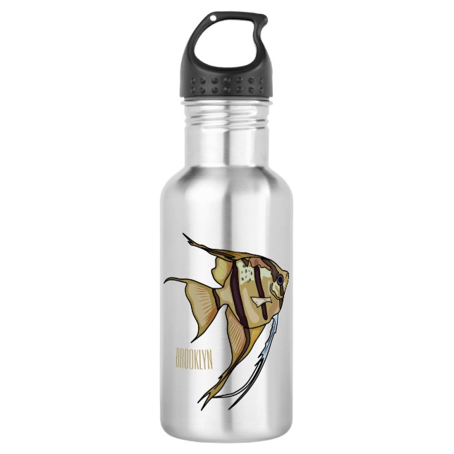 Angelfish cartoon illustration 532 ml water bottle (Front)