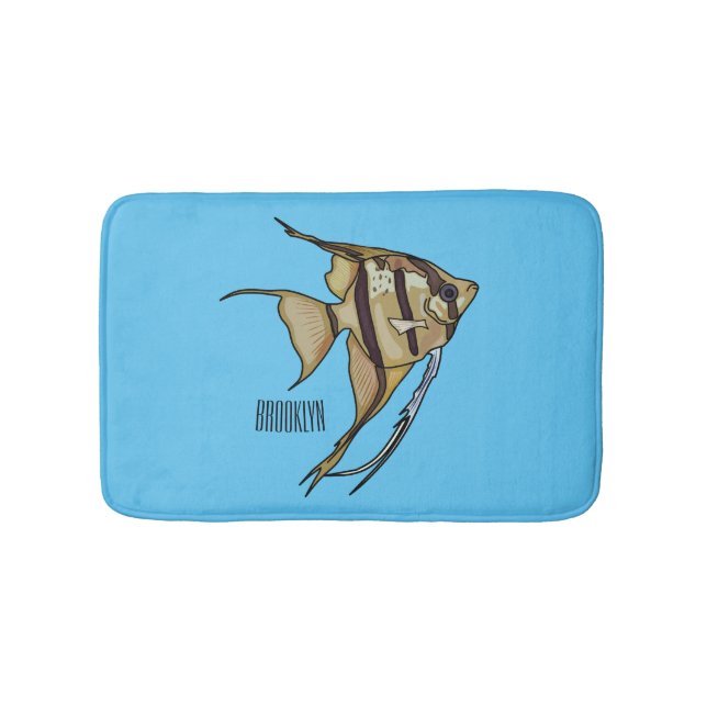 Angelfish cartoon illustration bath mat (Front)