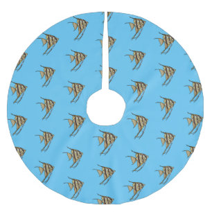 Angelfish cartoon illustration brushed polyester tree skirt