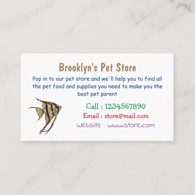 Angelfish cartoon illustration business card (Front)