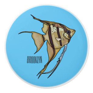 Angelfish cartoon illustration ceramic knob