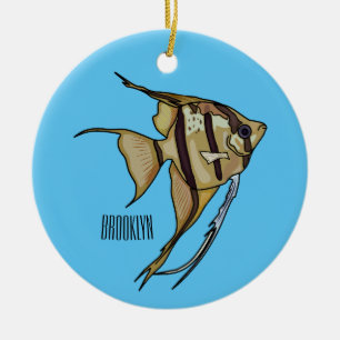 Angelfish cartoon illustration ceramic tree decoration