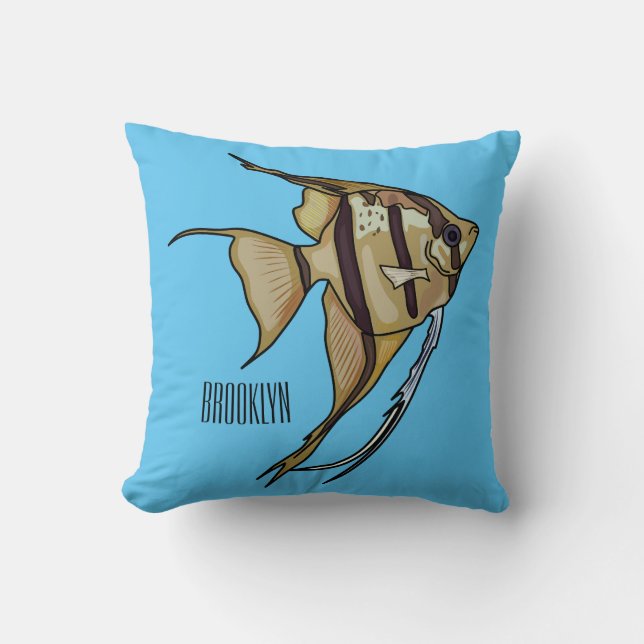 Angelfish cartoon illustration cushion (Front)
