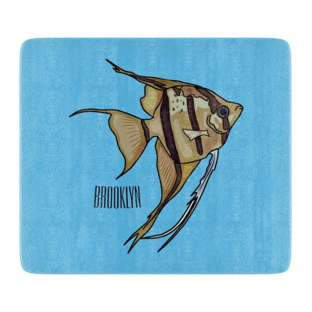 Angelfish cartoon illustration cutting board (Front)