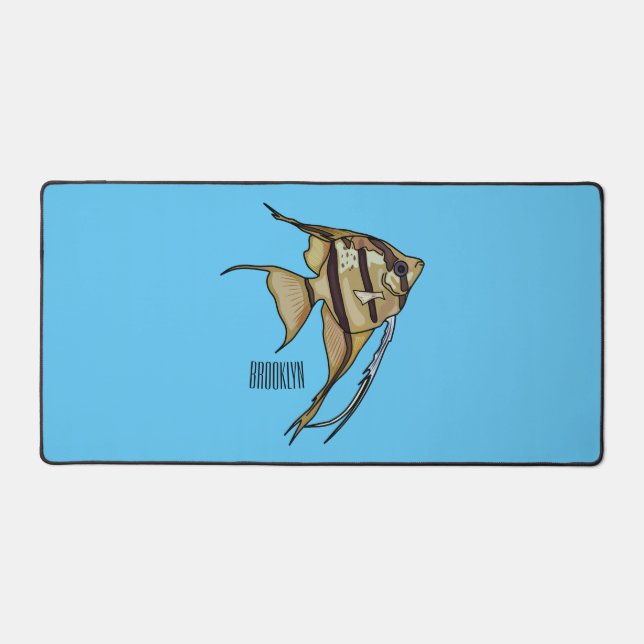 Angelfish cartoon illustration desk mat (Front)
