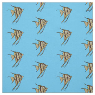 Angelfish cartoon illustration fabric