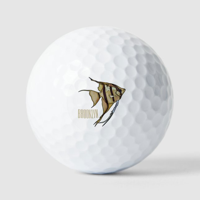 Angelfish cartoon illustration golf balls (Front)