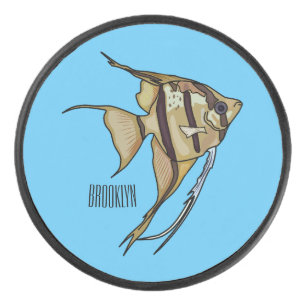 Angelfish cartoon illustration hockey puck