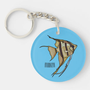 Angelfish cartoon illustration key ring
